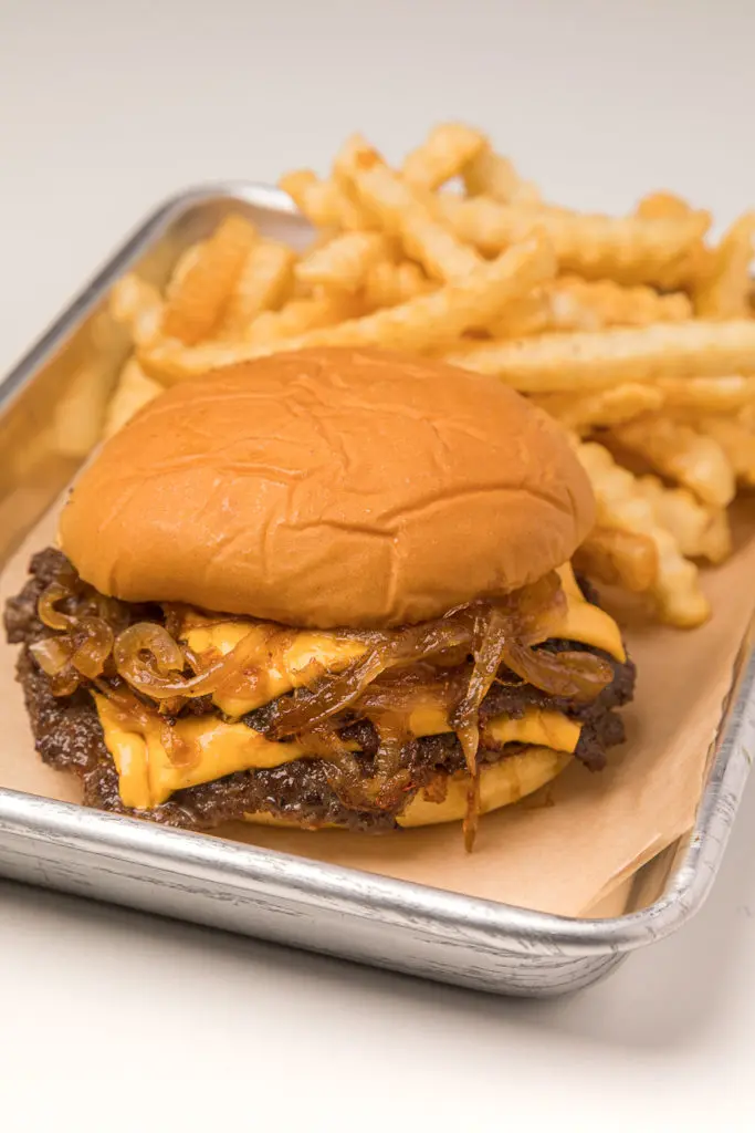 The Oklahoma-style smash burger from Trill Burgers. (Photo by Trish Badger)