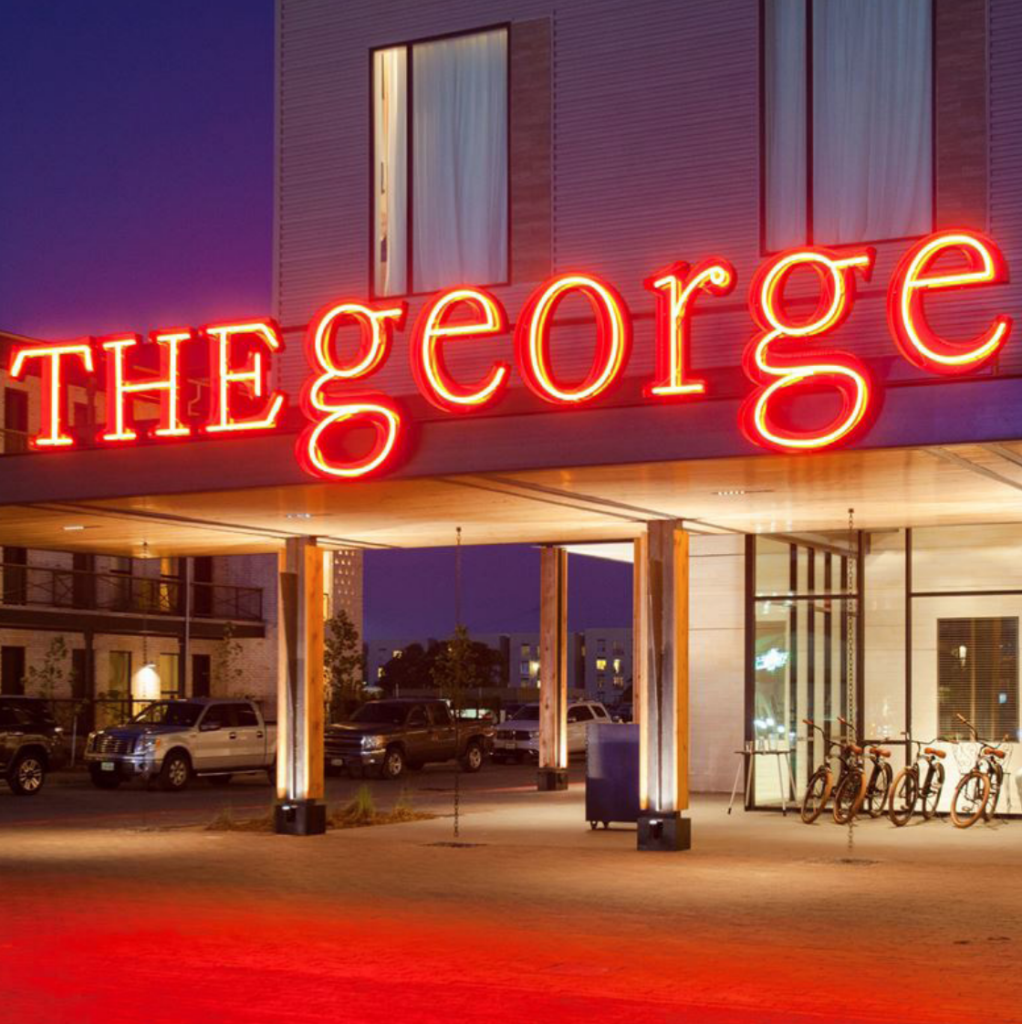 The George is a 162-room boutique hotel situated directly across the street from the Texas A&M campus in the Century Square development.