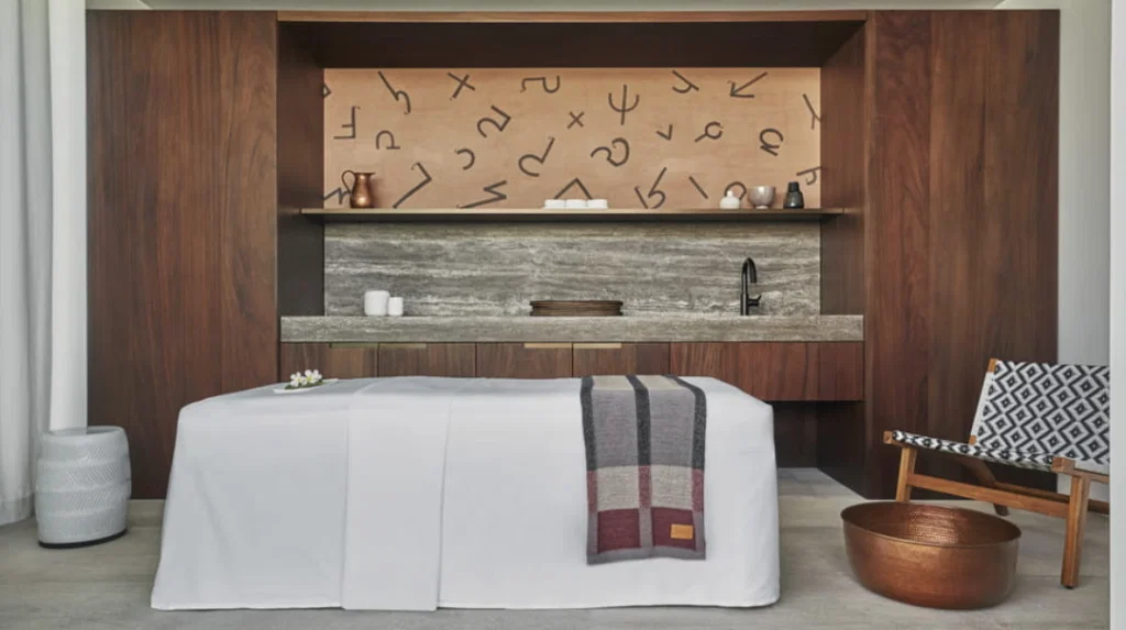 The sleek treatment rooms at The Oasis Spa have adjacent plunge pools and private patios to soak in the relaxation after a couple's massage. 