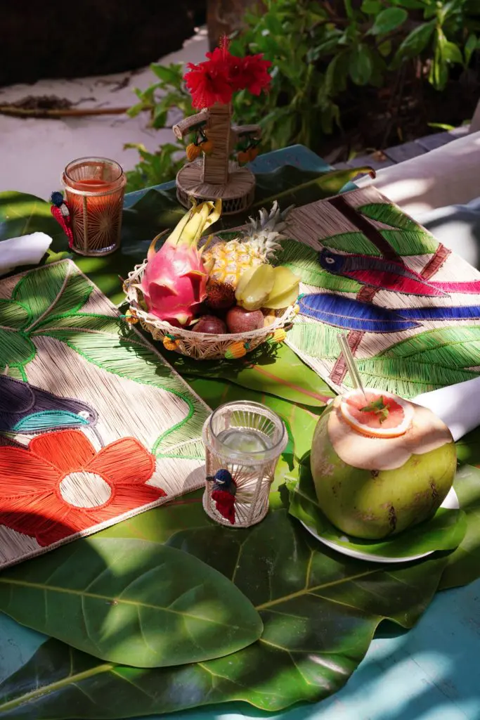 Floral embellished placemats are just one of the bight punchy pieces as part of the Seychelles Collection.
