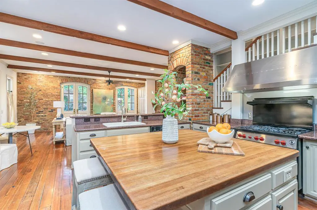 A well-appointed kitchen opens up to the living area. 