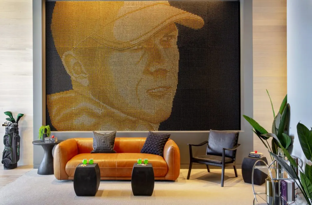 Dallas golfer Jordan Spieth serves as the inspiration for The Victor's massive piece of golf tee art. (Photo by  Eric Laigne)