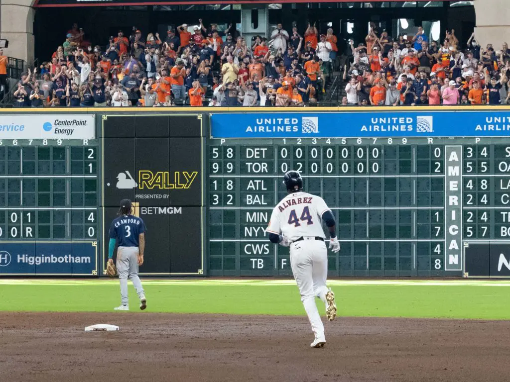 Yordan Alvarez changed scoreboards for the Houston Astros. (Photo by F. Carter Smith)