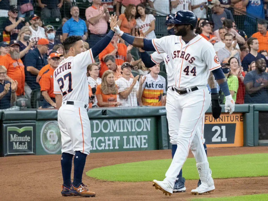 Yordan Alvarez is a big man, but both he and Jose Altuve are good at heavy lifting for the Astros. Photo by F. Carter Smith)