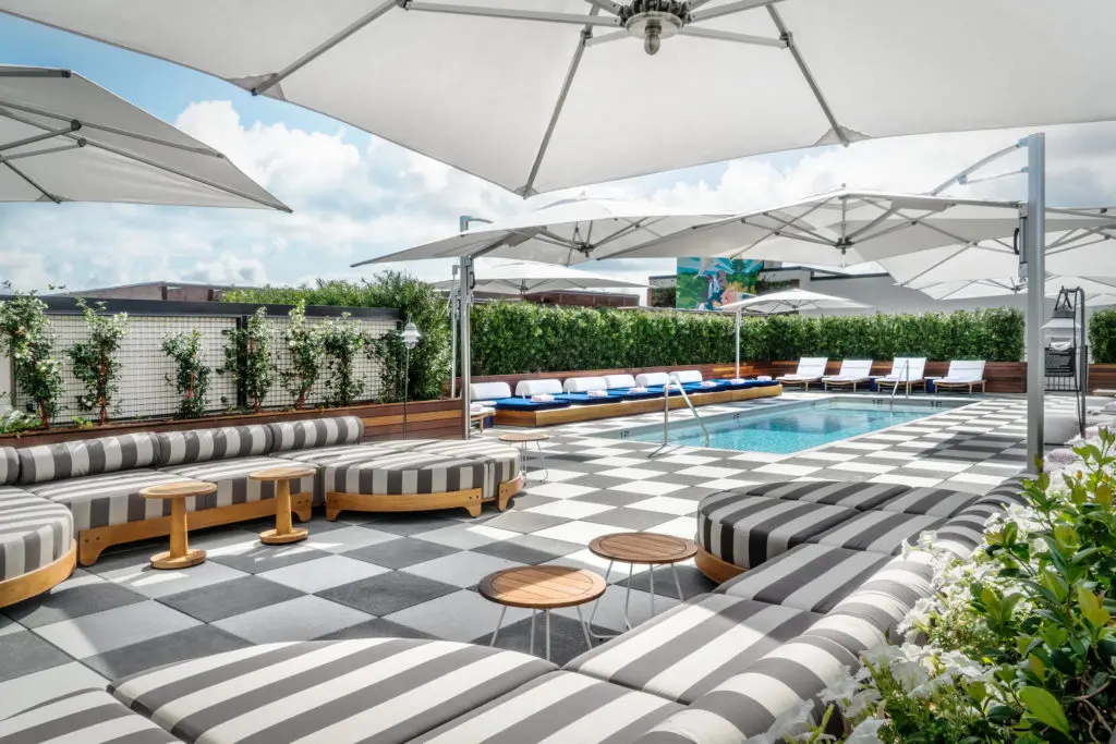The Perry Lane Hotel's rooftop pool is a sunny oasis when there isn't a hurricane in town.