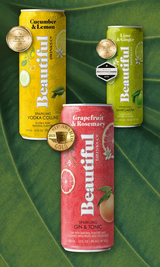 The botanicals are more than obvious in these canned cocktails from Beautiful Cocktails Co.