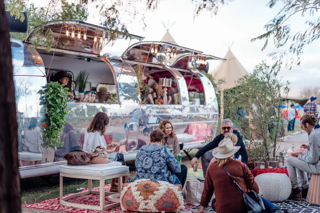 Music pilgrims hit the trailer store in Marfa.