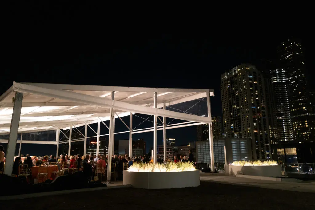 The tent in the five-acre rooftop space known as Skylawn (Photo by Daniel Ortiz)