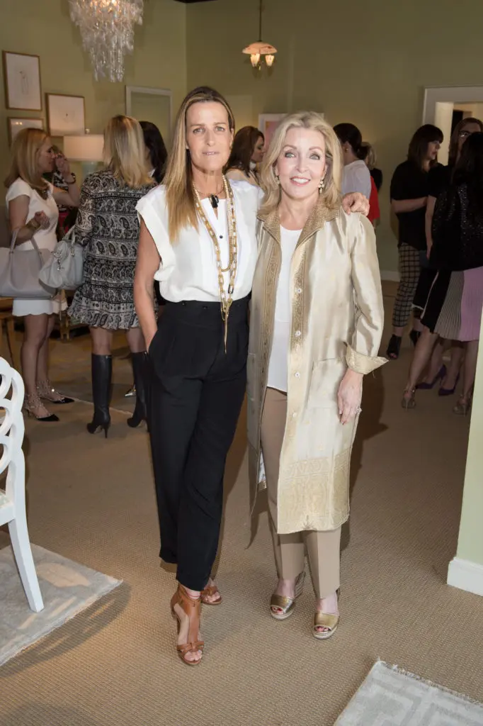 India Hicks, Jan Showers at Showers' luncheon honoring Hicks. 