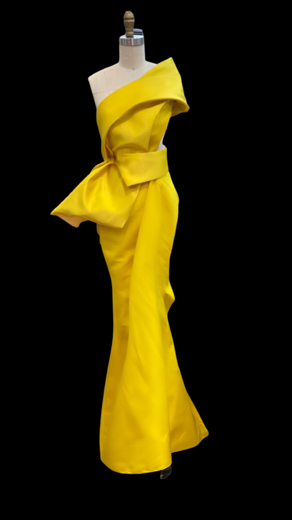 Rubin Singer bold yellow sculpted gown. (Photo courtesy of Rubin Singer)