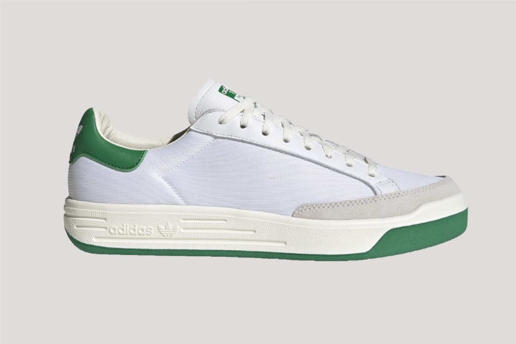 Adidas Rod Lavers in cloud white and dark blue, $90, available at Adidas.com