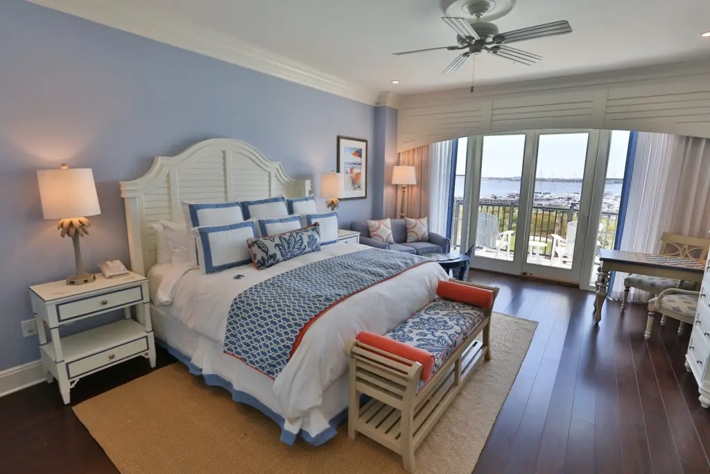 Book a spacious king room at The Beach Club at The Charleston Harbor Resort & Marina.
