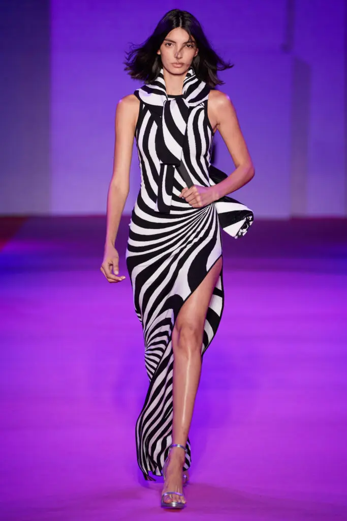 Brandon Maxwell black-and-white zebra print dress. (Photo by Greg Kessler courtesy of Brandon Maxwell)