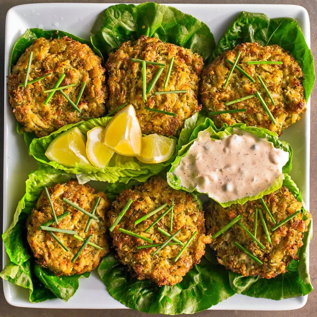 Blue crab cakes from the ready made case.