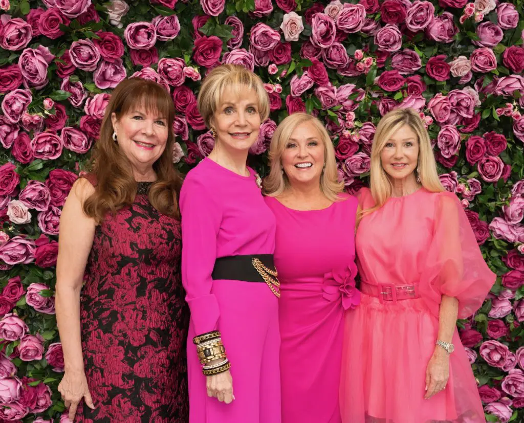 American Cancer Society 'Tickled Pink' luncheon chairs Barbara Van Postman, Leisa Holland-Nelson, Karen DeGeurin Remington, Patti Murphy at River Oaks Country Club. (Photo by Daniel Ortiz)