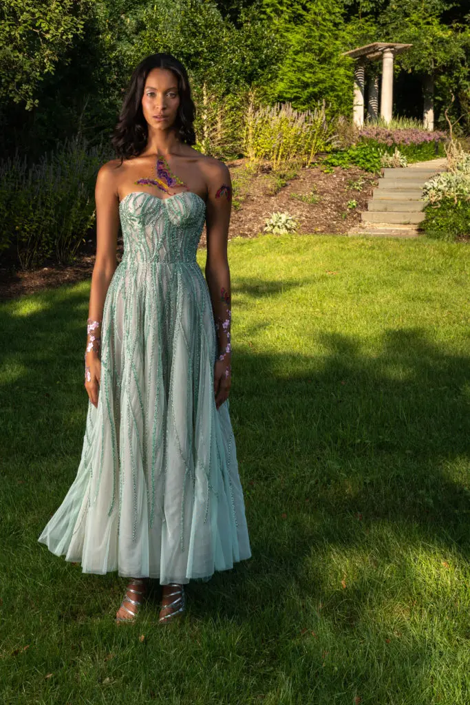 Reem Acra strapless gown with fitted waist. (Photo courtesy of Reem Acra)