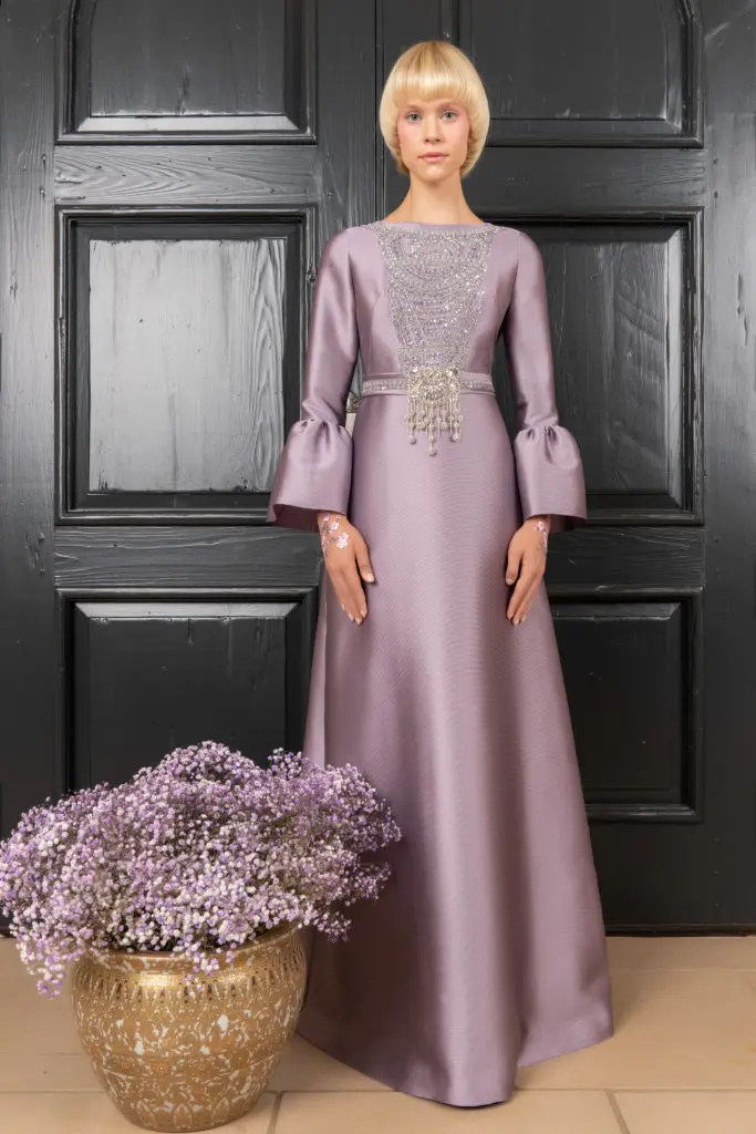 Reem Acra evening gown with jeweled detail. (Photo courtesy of Reem Acra)