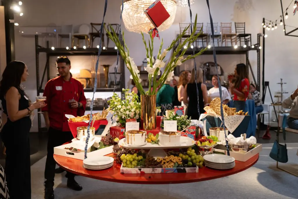 A floating table is centerpiece at The Fab Fête tasting at Swift + Company headquarters.  (Photo by Daniel Ortiz)