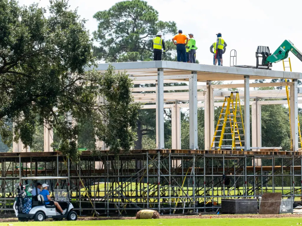 The Houston Open grandstands are going up with full capacity crowds expected back this November. (Photo by F. Carter Smith)