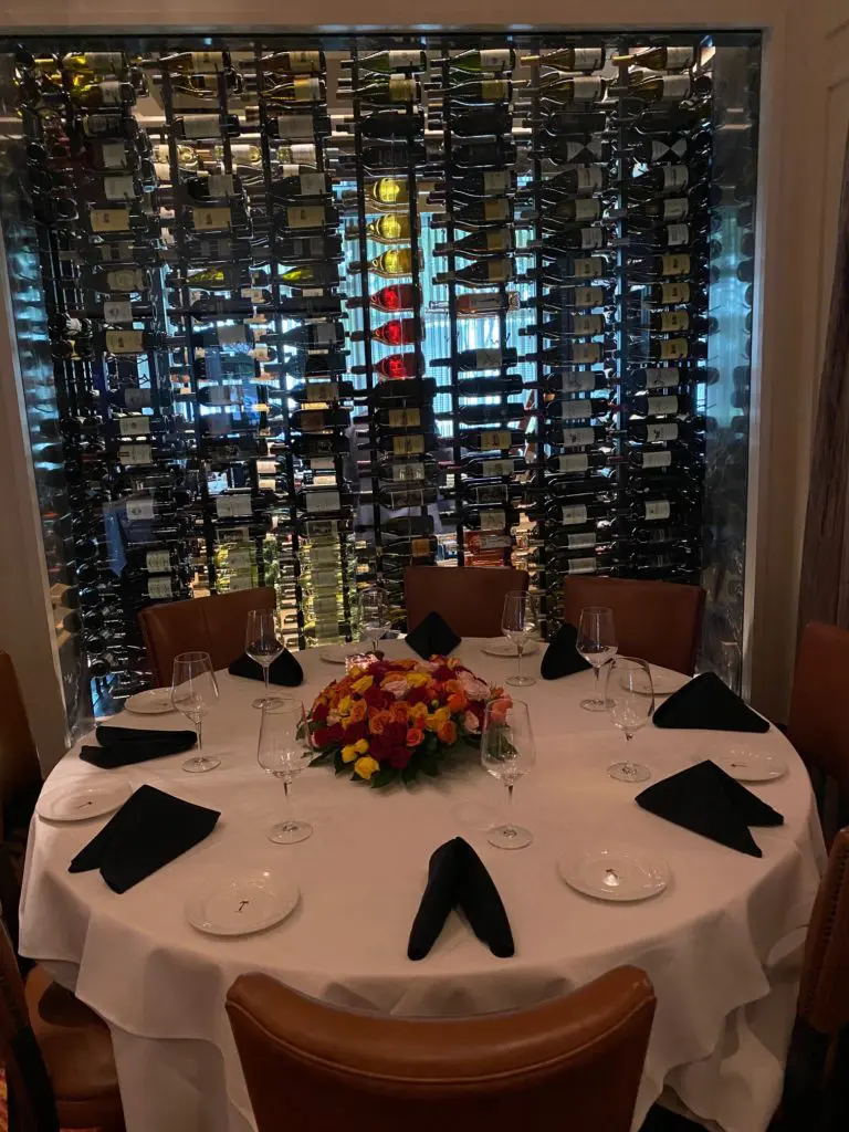 Dining tables in the new Palm Restaurant in downtown Houston, Tilman Fertitta's latest addition to his plethora of downtown steak houses. (Photo by Shelby Hodge)