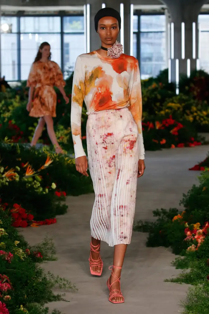 Jason Wu hand-dyed floral print blouse and skirt. (Photo courtesy of Jason Wu)