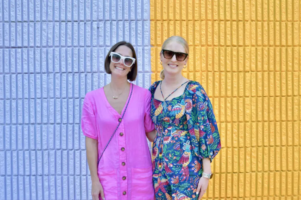 Jenny Weber, Amanda Commons at unveiling of the Sugar & Cloth Color Wall.  (Photo by Alex Montoya)