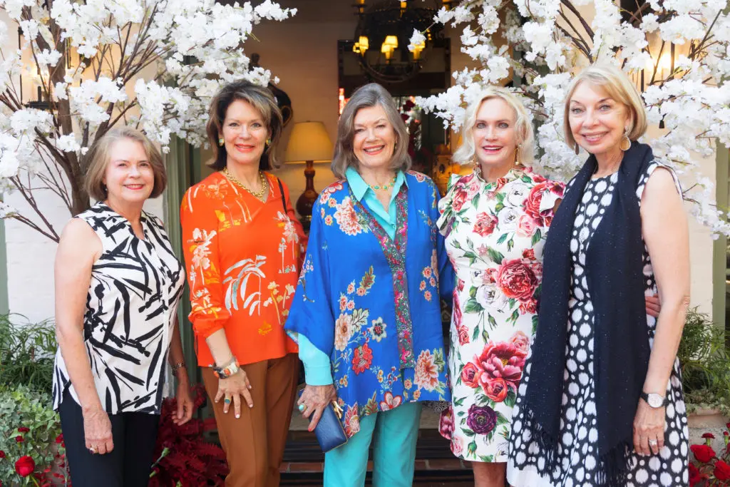 Founder Elizabeth Ray, Underwriting Chair Debbie Reynolds, Lou Martin, Founder Mary Ralph Lowe and Cindy Kypreos attend 2021 Mah Jongg Play Day benefitting Tarrant Area Food Bank in Fort Worth, Texas. (Photo by/Sharon Ellman)
