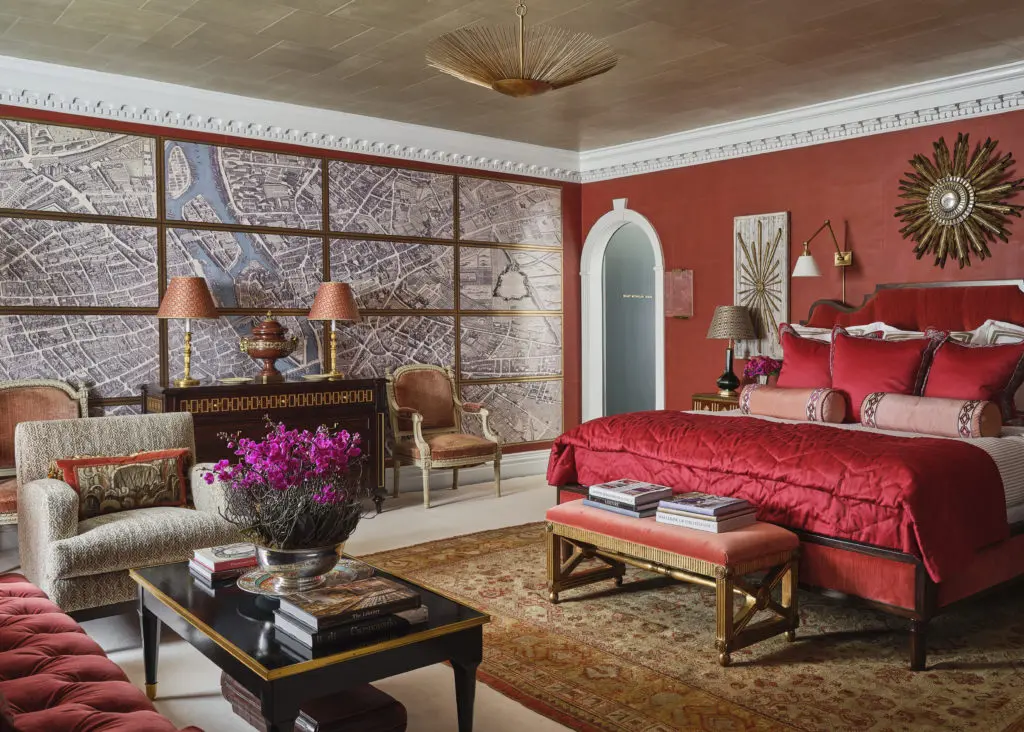 "Chambre Rouge" by Alexa Hampton for Mark Hampton LLC (Photo by Stephen Karlisch. Flowers by Haile Wossen.)