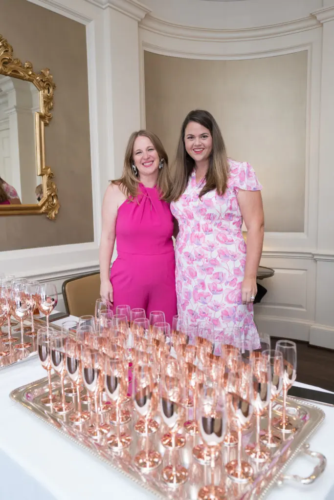 Sara Moore, Kate Tankersley at the American Cancer Society inaugural 'Tickled Pink' luncheon, held at River Oaks Country Club. (Photo by Daniel Ortiz)