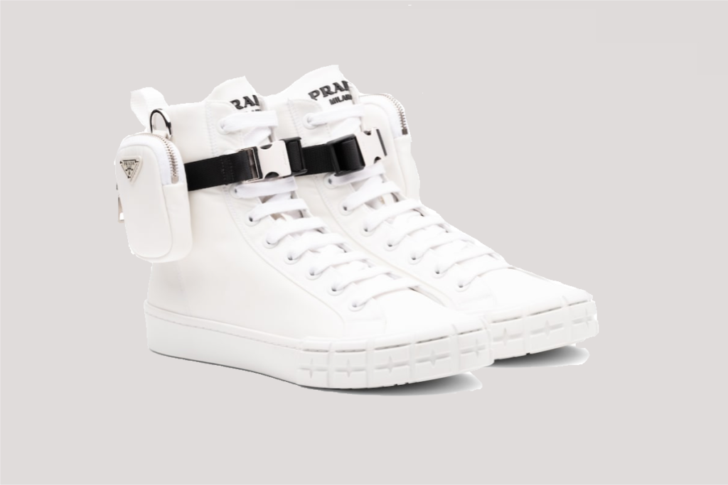 Prada Wheel Re-Nylon high-top sneakers, $1,200, available at Prada boutiques and Prada.com