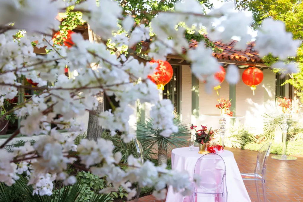 Beautiful Cherry Blossoms at the Patron Party for 2021 Mah Jongg Play Day benefitting Tarrant Area Food Bank in Fort Worth, Texas on September 21, 2021. (Photo by/Sharon Ellman)