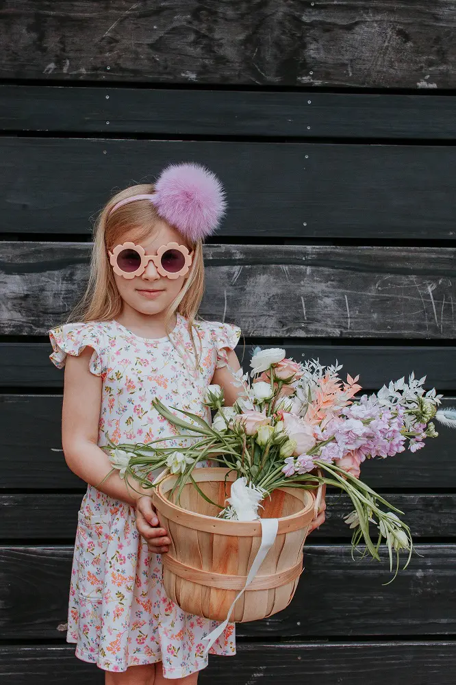 The floral three-pocket jersey flutter sleeve dress by cuteheads.