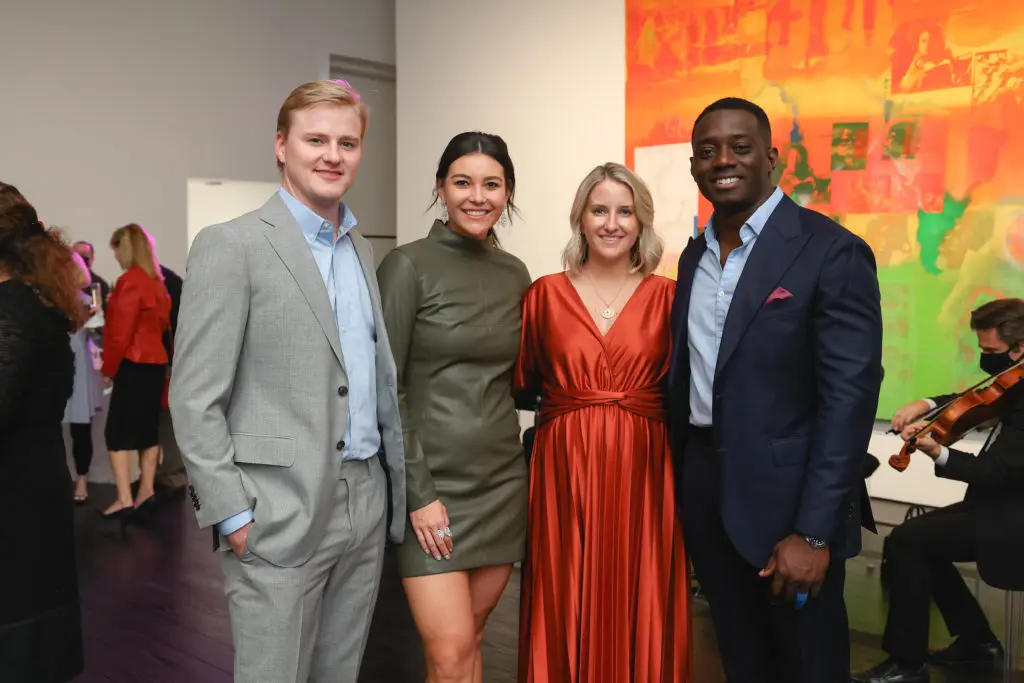Tanner Saha, Bailey Tsuru, Kylee Siaw, Ben Siaw at the De Beers Jewellers celebration of its Reflections of Nature collection at The Menil Collection. (Photo by Johnny Than)