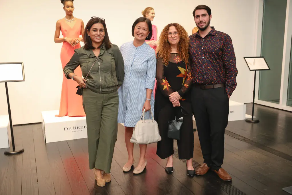 Gabriela Monterroso, Linda Kwok, Rend Bonfil, Chandler Waite at the De Beers Jewellers celebration of its Reflections of Nature collection at The Menil Collection. (Photo by Johnny Than)