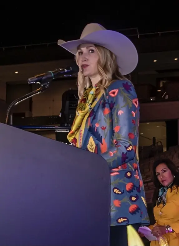 The Honorable Mattie Parker, Mayor of Fort Worth opens the ceremony at the 45th National Cowgirl Museum and Hall of Fame Induction Luncheon in Fort Worth, Texas