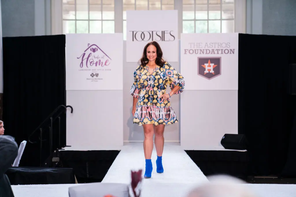 Katie Bracamonte, wife of bullpen catcher Javier Bracamonte, was one of the models on the runway. 