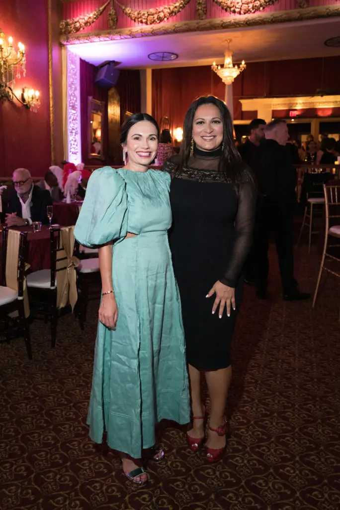 Michelle Leal Farah, Christina Morales at the Houston Arts Alliance Moulin Rouge themed gala at Majestic Metro theater.
 (Photo by Daniel Ortiz)