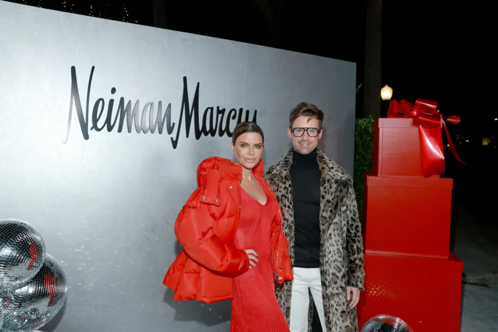 Actress and big lip pioneer Lisa Rinna and stylist Brad Goreski attend the Neiman Marcus Holiday Debut & Fantasy Gifts Launch Event at Paramount Studios in Los Angeles (Photo by Matt Winkelmeyer/Getty Images for Neiman Marcus)