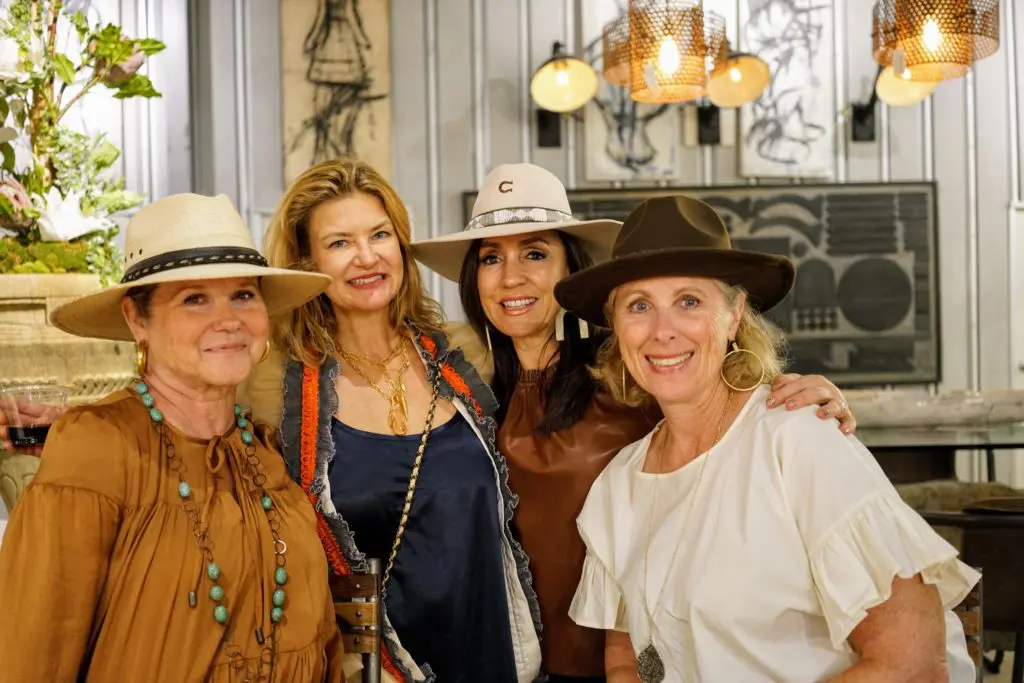 Debbie Guinn, Vandi Hodges, Danette Scheffler, Mary Lynn Khater at the Habitat for Horses fundraiser at Market Hall in Round Top. (Photo by Vivian Arcidiacono)