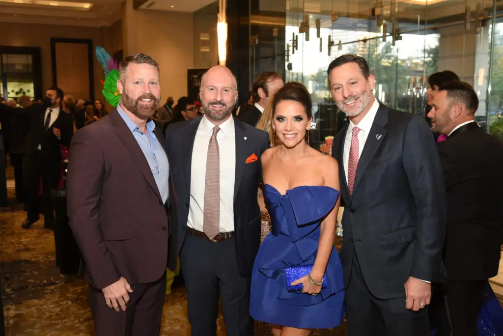 Dr. Kevin Black & Tony Bradfield, Joanna & Brad Marks at the Houston Children's Charity gala. (Photo by Gary Maltz, Alexander's Fine Portrait Design)