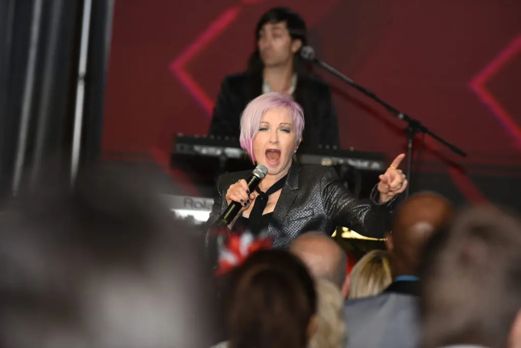 Cyndi Lauper on stage at the Houston Children's Charity Gala at The Post Oak Hotel. (Photo by Michelle Watson, CatchlightGroup.com)