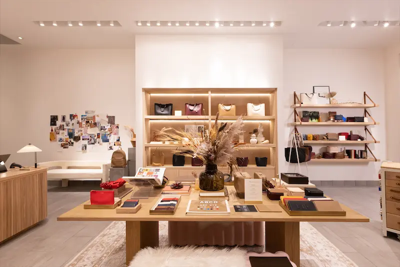 Dallas brand Leatherology opens its brick-and-mortar pop-up in NorthPark Center through February 2022.  (Photo by Justin Clemons)