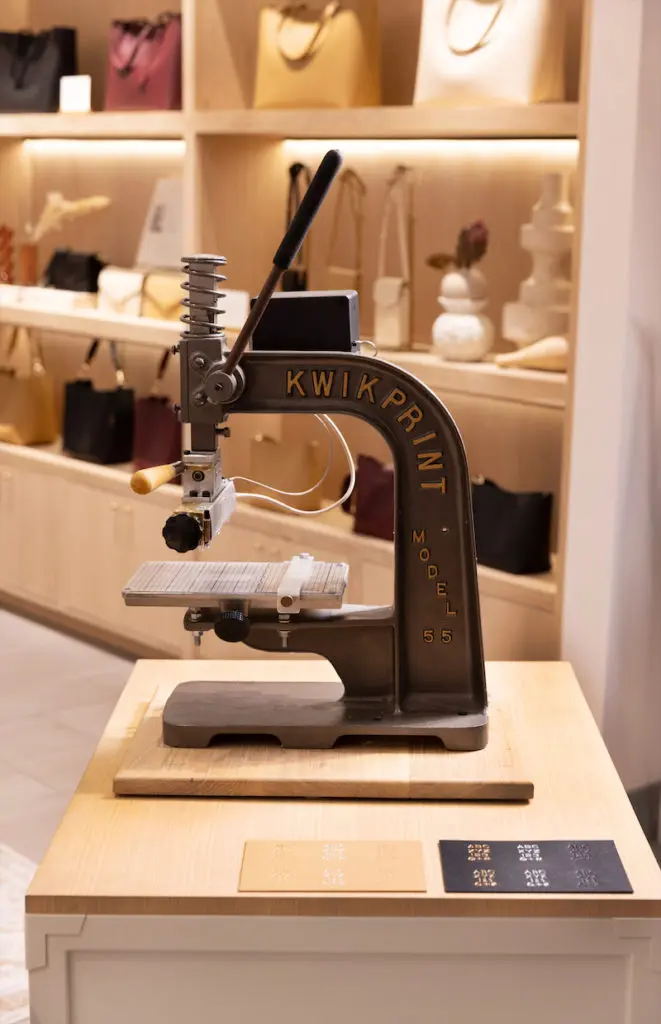 Personalize your new piece with deboss monogramming, available on-site.  (Photo by Justin Clemons)