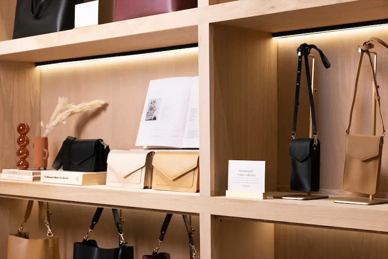 Leatherology's Willow crossbodies and envelope bags make perfect gifts for her.  (Photo by Justin Clemons)