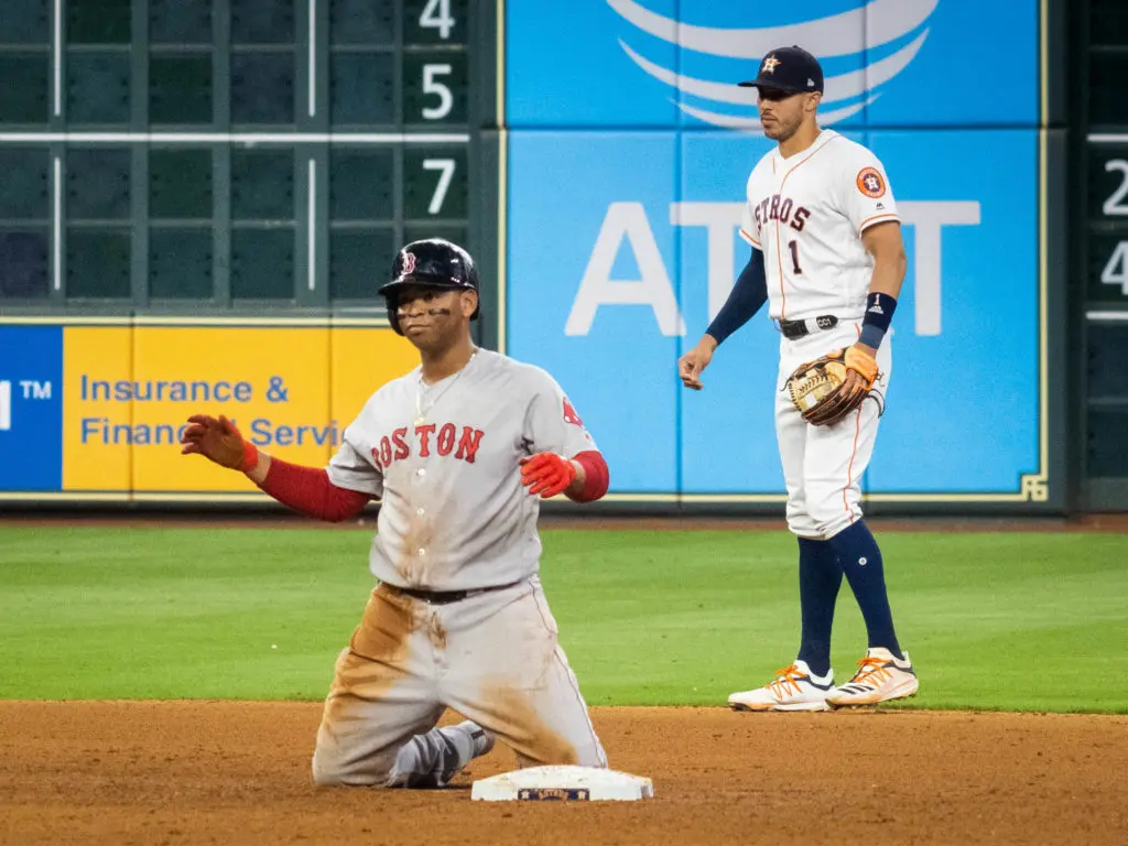 Rafael Devers and Carlos Correa are two of the brightest stars in all of baseball. (Photo by F. Carter Smith) 