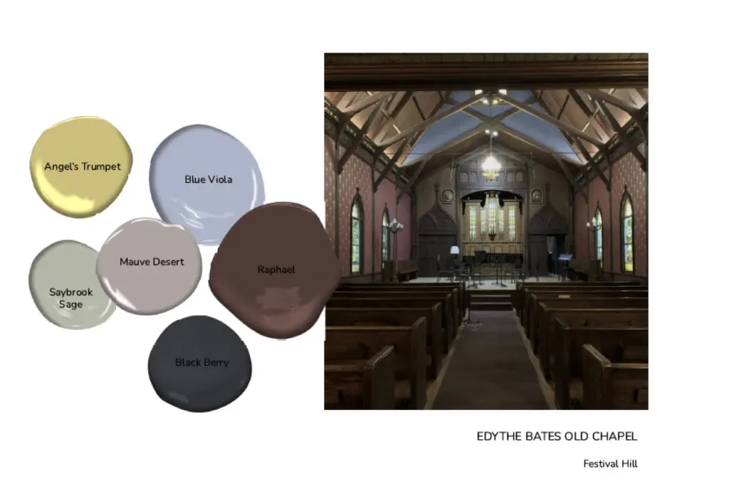 The historic Edythe Bates Old Chapel at the world acclaimed music conservatory Festival Hill was another site that provided a palette for Benjamin Moore's The Colors of Round Top Collection, curated by designer Mary Lambrakos.