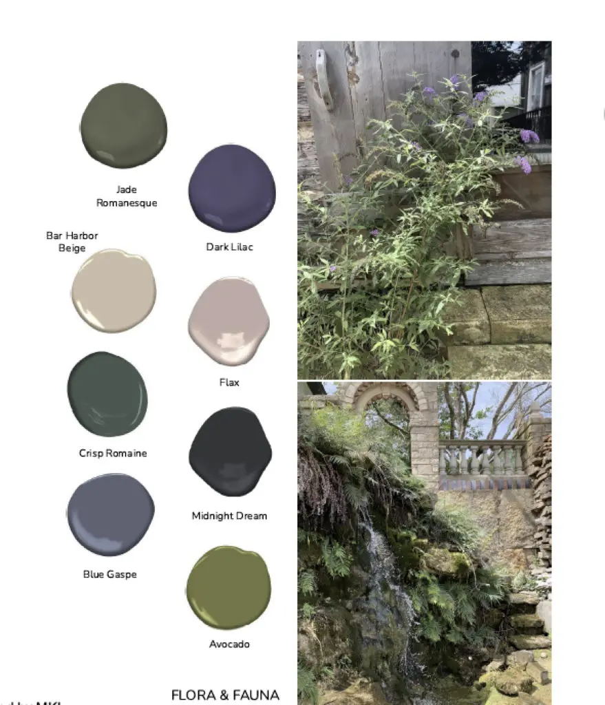 The flora and fauna of Round Top played an important role in The Colors of Round Top by Benjamin Moore. Here, scenes from Festival Hill's celebrated gardens have been translated by design Mary Lambrakos into an authentic palette reflective of this special place. 