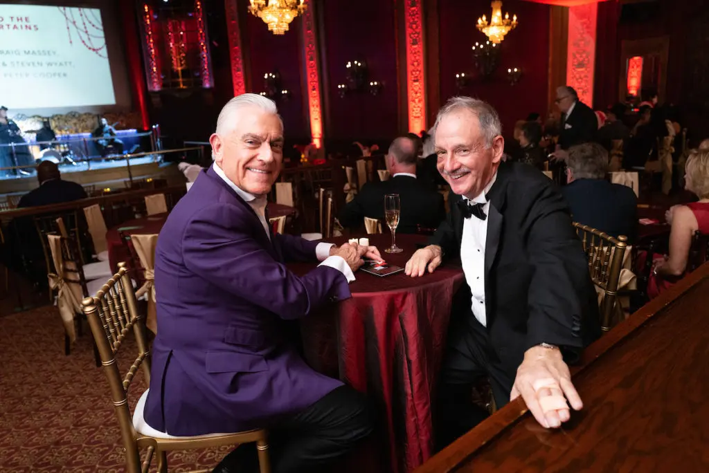 Sir Mark Haukohl, Seth Zarny at the Houston Arts Alliance Moulin Rouge themed gala at Majestic Metro theater.
 (Photo by Daniel Ortiz)