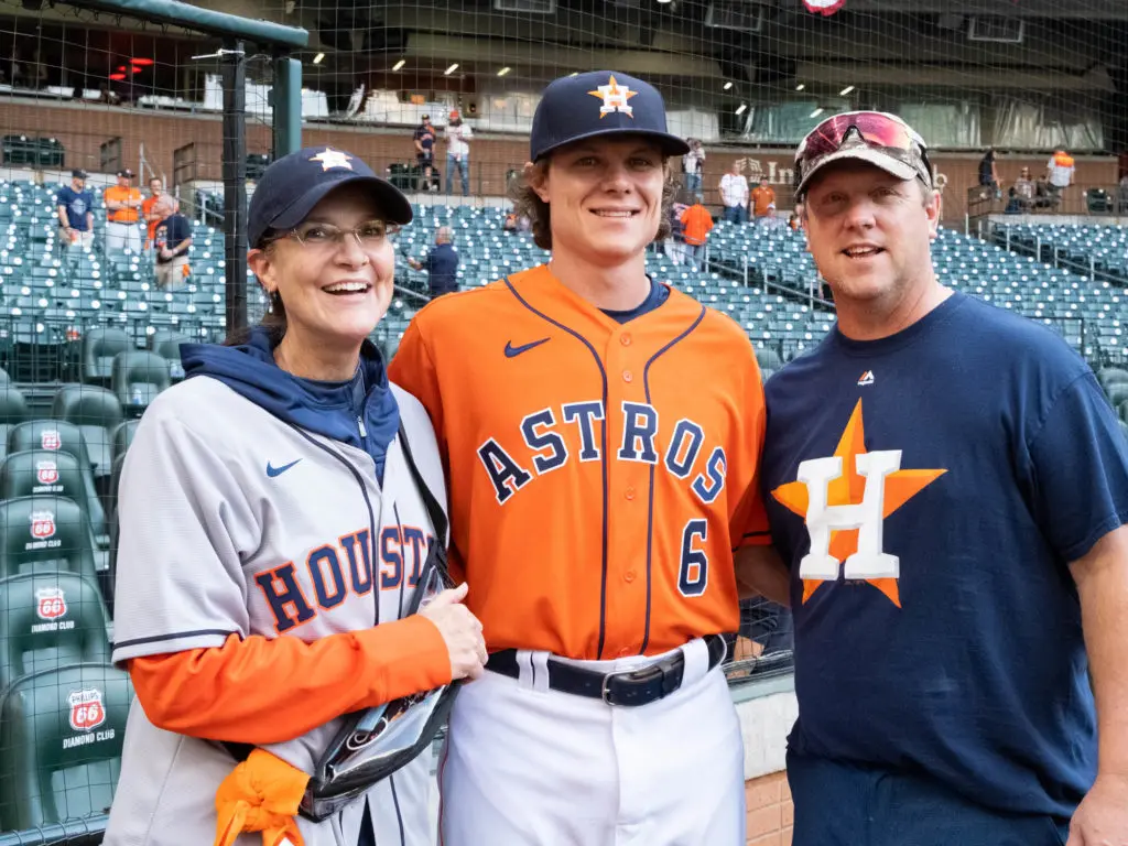Astros rookie Jake Meyers brought his parents alone for the postseason fun. (Photo by F. Carter Smith)