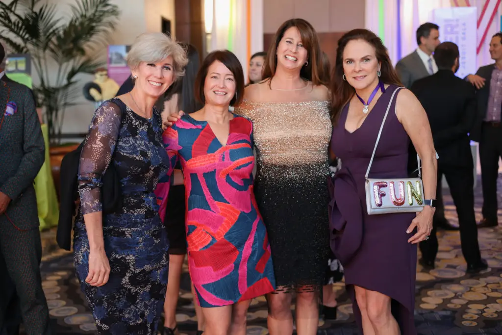 Ann Malcolm, Robin McGowan, Joy Posoli, MaryAnn Detmering at the Cristo Rey Jesuit gala  held at the Hilton Americas-Houston. (Photo by CatchLightGroup.com)